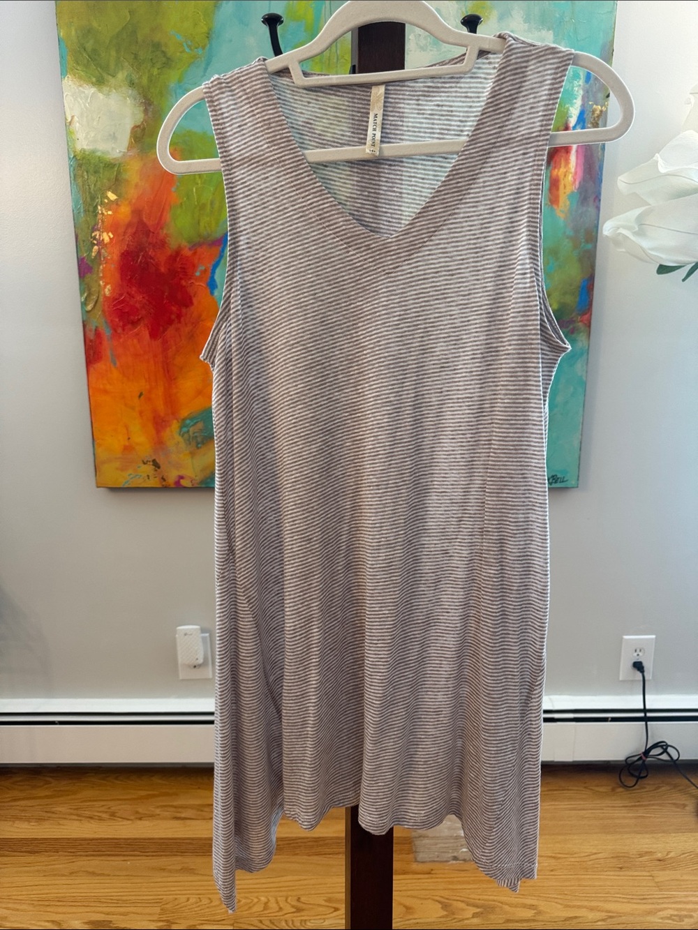 Sleeveless V-Neck Striped Tunic Top